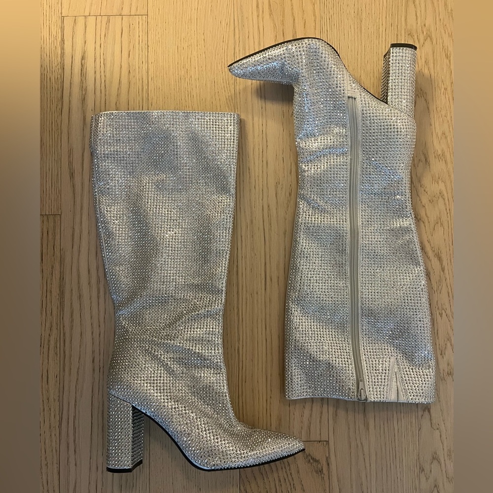 Silver Sparkle Bedazzle Boots - Taylor Swift Concert